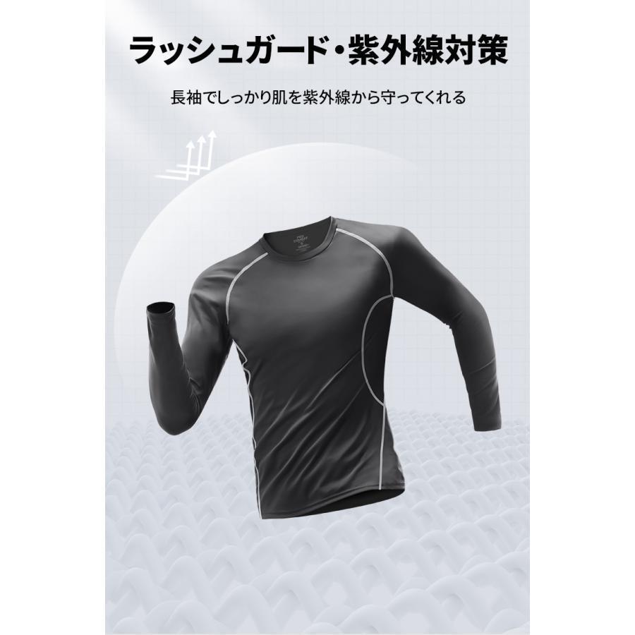 ラッシュガード メンズ 水着 長袖 紫外線対策 速乾 ひんやり Tシャツ UVカット サーフィン 水陸両用 フィットネス 凉感 日焼け予防 