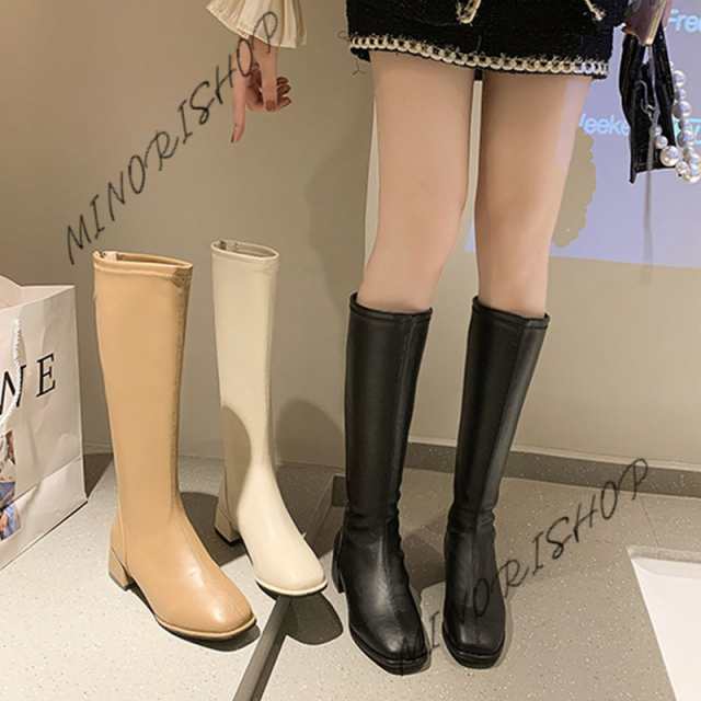 ロングブーツ レディースブーツ 秋冬 ジッパー付きブーツ カジュアルブーツ おしゃれブーツ  