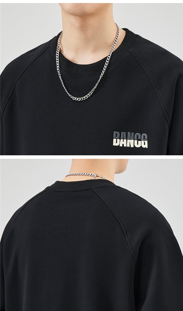 トレーナー メンズ プルオーバー ブラック 長袖 スポーツウェア 英語文字 春秋 送料無料 韓国ファッション 長袖 デザイン プリント Uネック 丸襟 