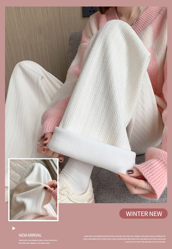 あったかジャガードカジュアルパンツ 裏起毛 レディース ジャガード リラックスパンツ 暖かい  