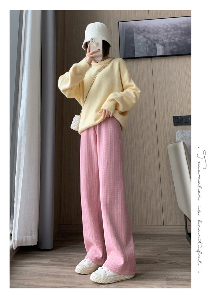 あったかジャガードカジュアルパンツ 裏起毛 レディース ジャガード リラックスパンツ 暖かい  