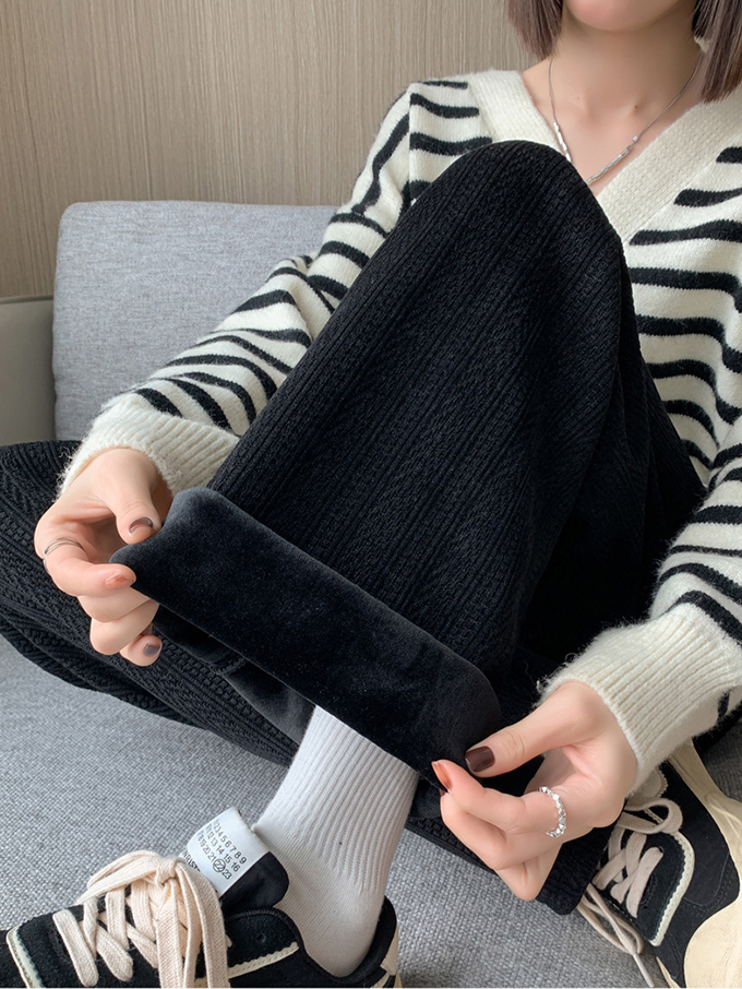 あったかジャガードカジュアルパンツ 裏起毛 レディース ジャガード リラックスパンツ 暖かい  