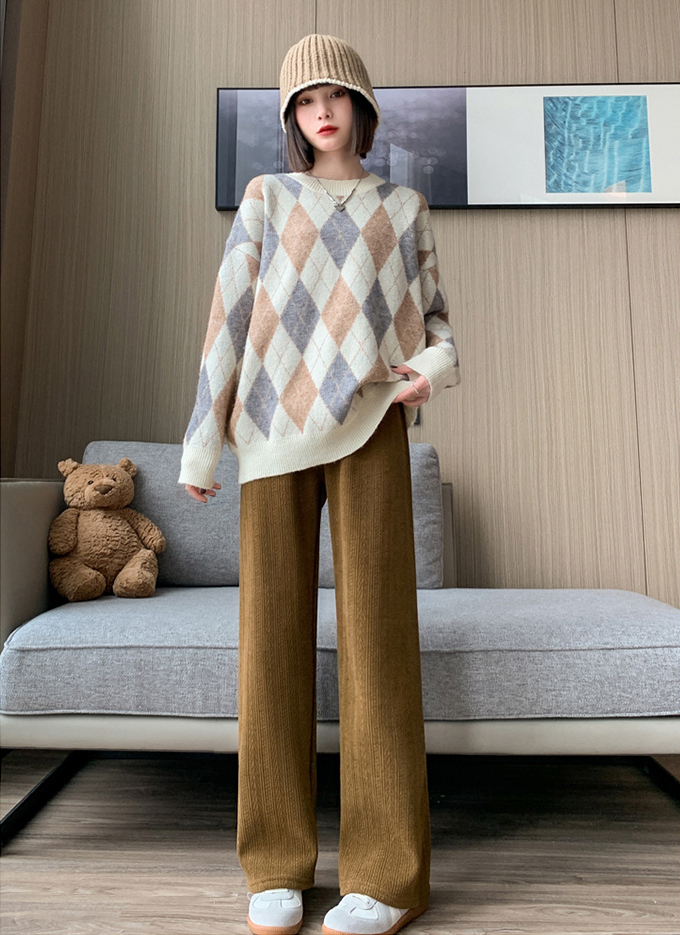 あったかジャガードカジュアルパンツ 裏起毛 レディース ジャガード リラックスパンツ 暖かい  