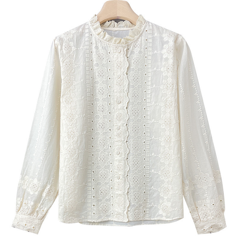 ブラウス レディース シャツ シャツブラウス 長袖 無地 レース アウトドア 春秋 花柄 長袖シャツ トップス カジュアル おしゃれ ゆったり 刺繍 