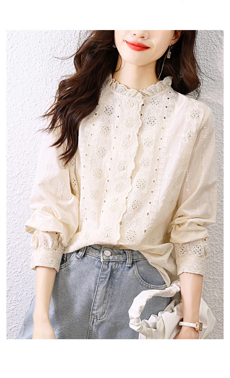 ブラウス レディース シャツ シャツブラウス 長袖 無地 レース アウトドア 春秋 花柄 長袖シャツ トップス カジュアル おしゃれ ゆったり 刺繍 