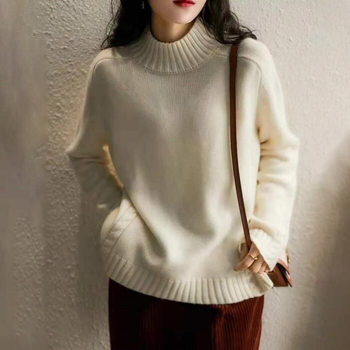 トップス ニット セーター タートルネック レディース きれいめ シンプル 長袖 おしゃれ ゆったり 大人 可愛い フェミニン カジュアル 体型カバー ナチュラル 
