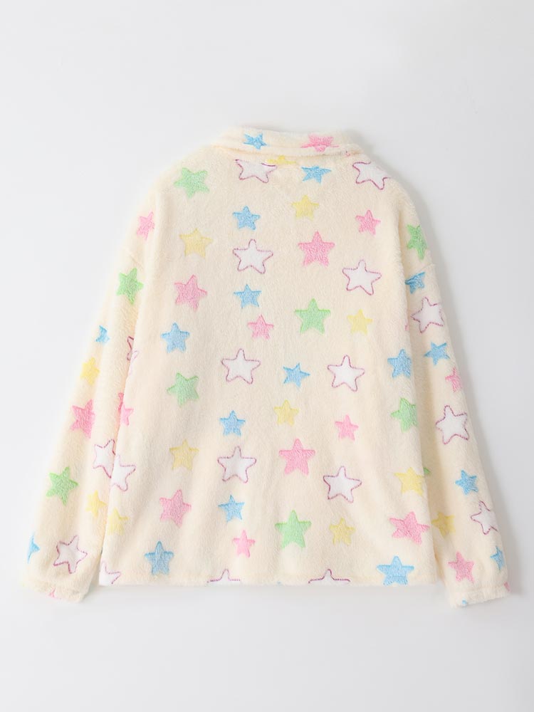 パジャマ レディース 星柄 冬 着る毛布 ルームウェア 部屋着 レディース パジャマ 冬 上下セット 女性 もこもこ 長袖 リラックス 