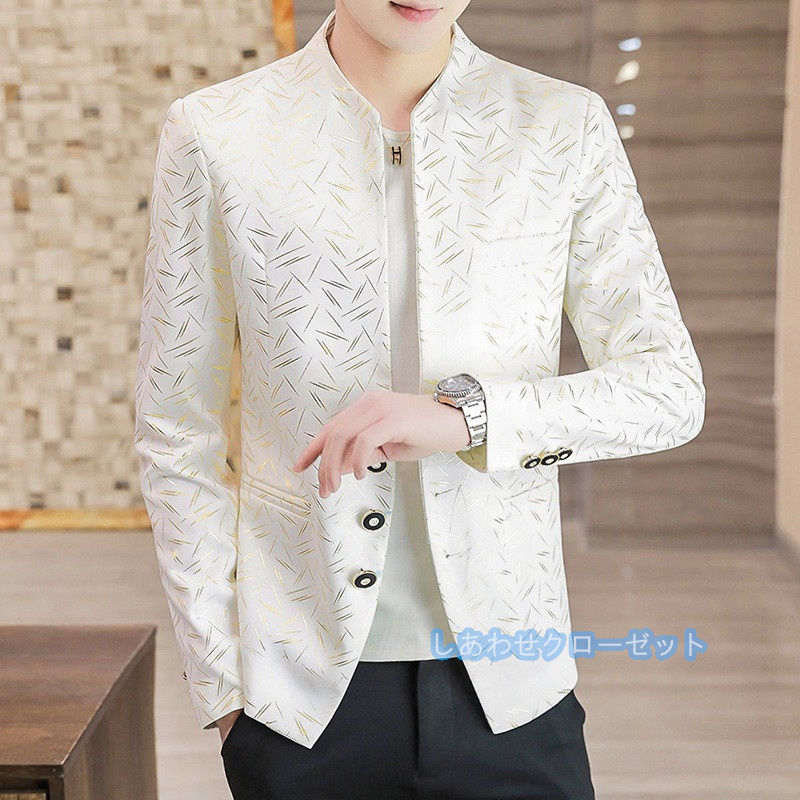 テーラードジャケット メンズ おしゃれ ブレザージャケット カジュアルスーツ 立ち襟 紳士用 アウター ビジネススーツ フォマールスーツ 春秋冬 通勤 