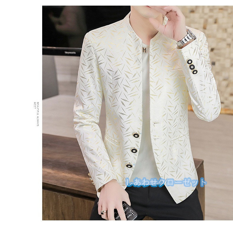 テーラードジャケット メンズ おしゃれ ブレザージャケット カジュアルスーツ 立ち襟 紳士用 アウター ビジネススーツ フォマールスーツ 春秋冬 通勤 