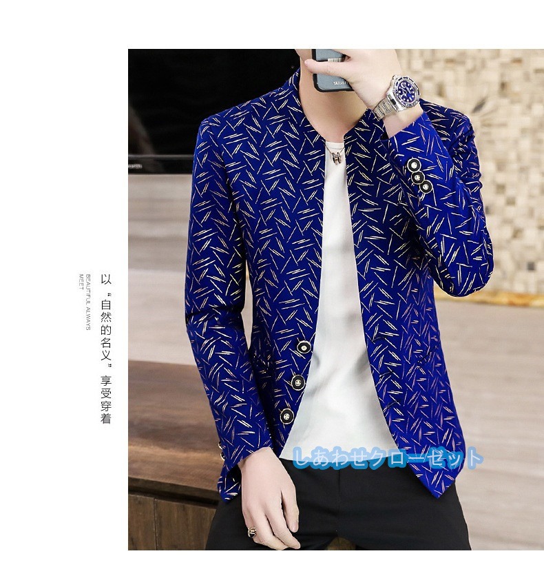 テーラードジャケット メンズ おしゃれ ブレザージャケット カジュアルスーツ 立ち襟 紳士用 アウター ビジネススーツ フォマールスーツ 春秋冬 通勤 