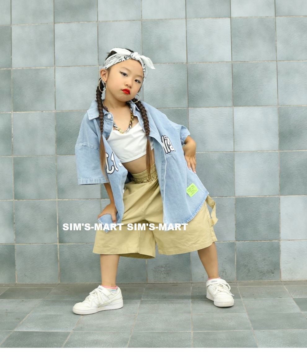 デニム キッズダンス衣装 セットアップ ヒップホップ 衣装 デニムシャツ 男の子 韓国 ダンスウェア ダンス衣装 K-POP キッズ チノパン 子供ダンス服 ガールズ 