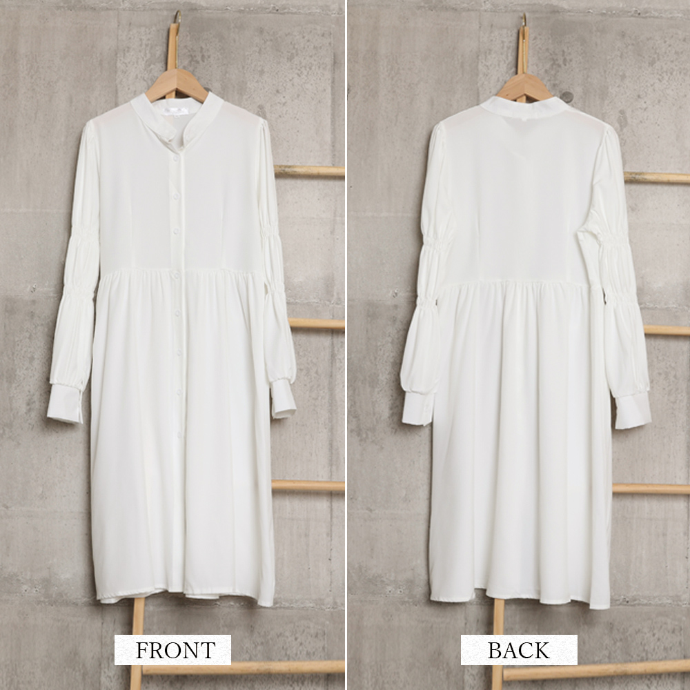 白シャツワンピース長袖 韓国ファッション 。可  