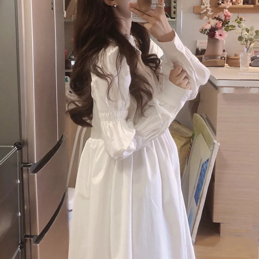 白シャツワンピース長袖 韓国ファッション 。可  