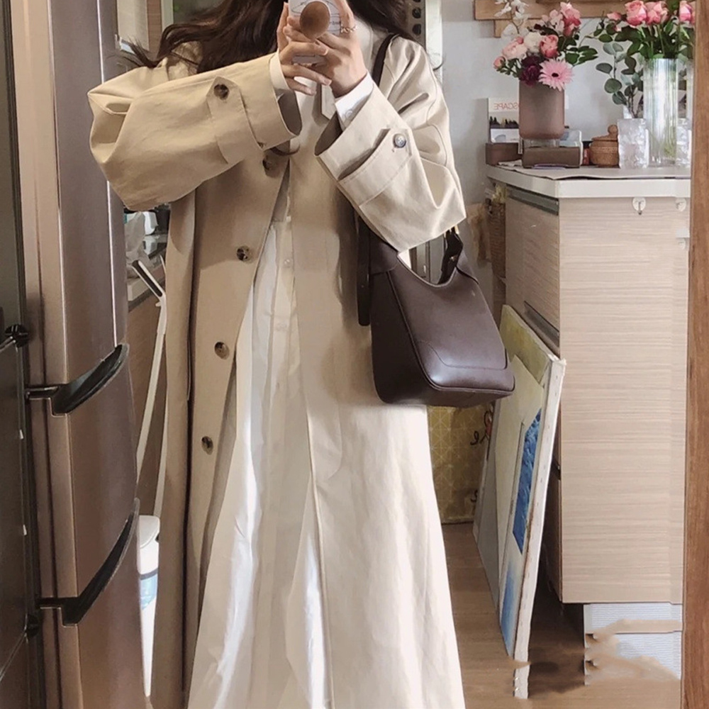 白シャツワンピース長袖 韓国ファッション 。可  