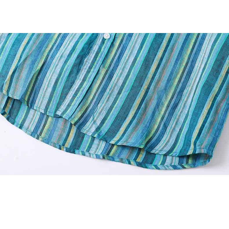 2023 春秋リネンメンズきれいめストライプ長袖シャツ リネンシャツ メンズ  