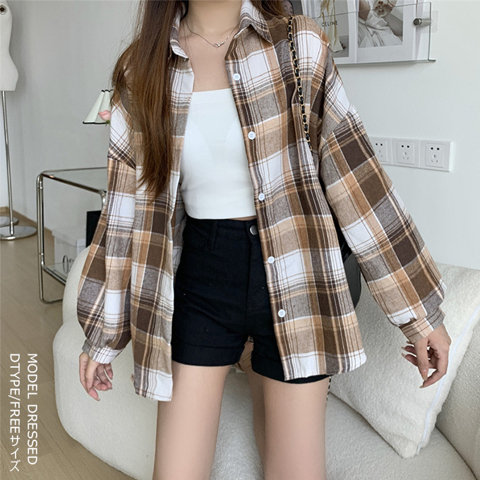 チェックシャツ シャツ 羽織 秋冬 長袖 レディース チェック柄 