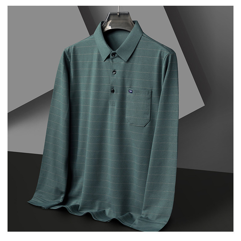 ポロシャツ メンズ 長袖 秋 ストライプ 大きいサイズ ビジネス トップス オフィス フォーマル カットソー ゴルフウェア ビズポロ カジュアル通勤 ストレッチ 