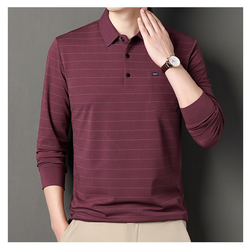 ポロシャツ メンズ 長袖 秋 ストライプ 大きいサイズ ビジネス トップス オフィス フォーマル カットソー ゴルフウェア ビズポロ カジュアル通勤 ストレッチ 