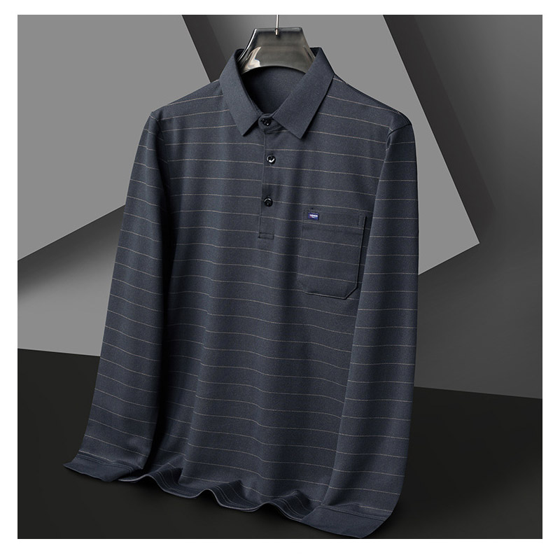 ポロシャツ メンズ 長袖 秋 ストライプ 大きいサイズ ビジネス トップス オフィス フォーマル カットソー ゴルフウェア ビズポロ カジュアル通勤 ストレッチ 