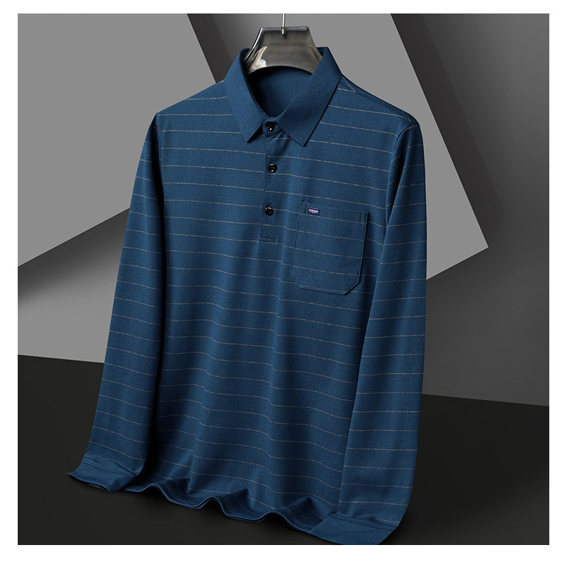 ポロシャツ メンズ 長袖 秋 ストライプ 大きいサイズ ビジネス トップス オフィス フォーマル カットソー ゴルフウェア ビズポロ カジュアル通勤 ストレッチ 