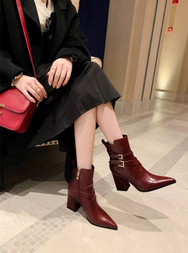 ショートブーツレディース 美脚 8CM太ヒール 秋冬 疲れにくい スエード スムース 小さいサイズ 大きいサイズ 防寒 歩きやすい 