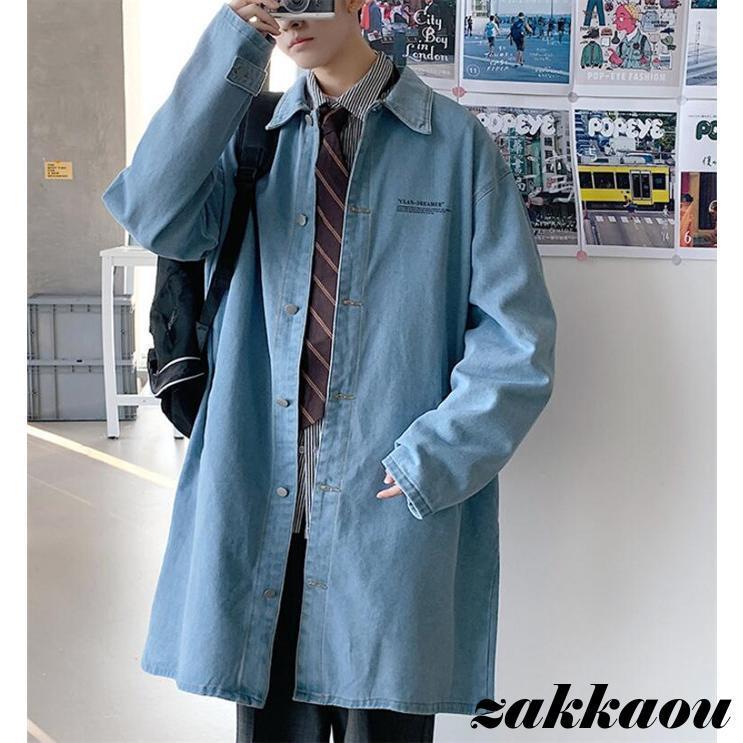 トレンチコート メンズ デニム ロングコート Ｐコート デニムトレンチコート コート 通勤 アウター 春服 