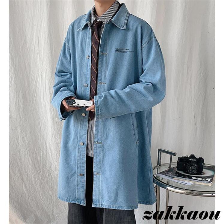 トレンチコート メンズ デニム ロングコート Ｐコート デニムトレンチコート コート 通勤 アウター 春服 