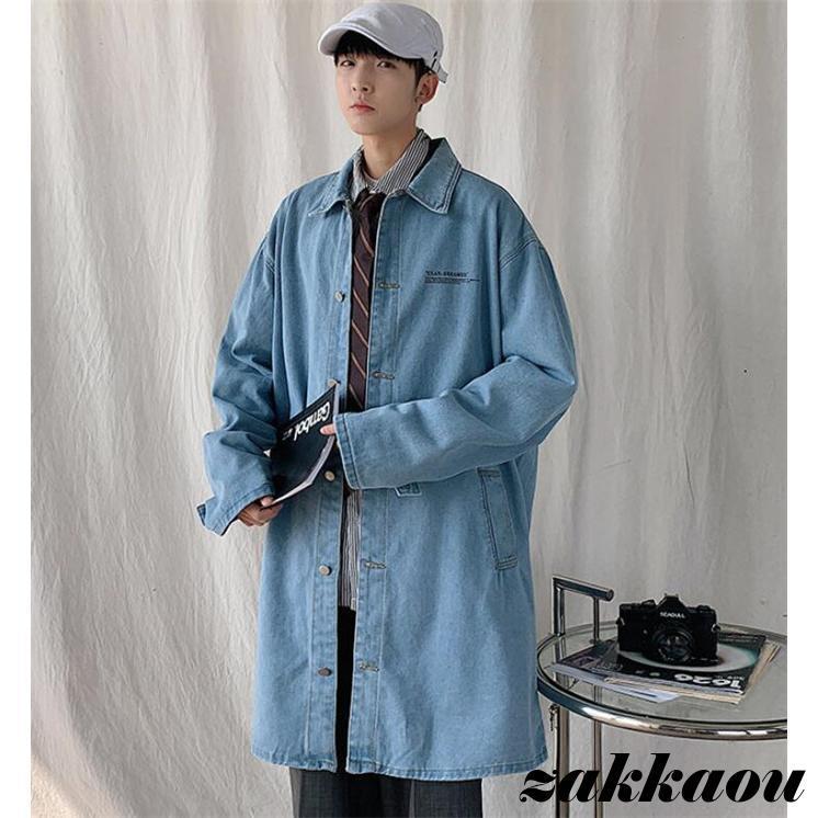 トレンチコート メンズ デニム ロングコート Ｐコート デニムトレンチコート コート 通勤 アウター 春服 