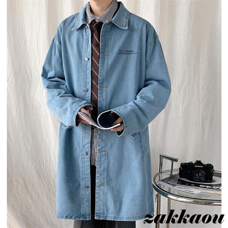 トレンチコート メンズ デニム ロングコート Ｐコート デニムトレンチコート コート 通勤 アウター 春服 
