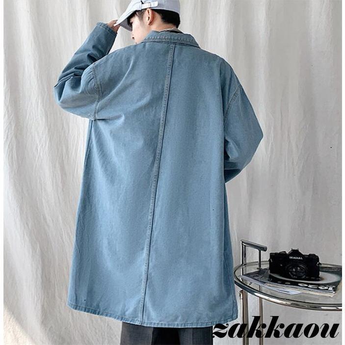 トレンチコート メンズ デニム ロングコート Ｐコート デニムトレンチコート コート 通勤 アウター 春服 