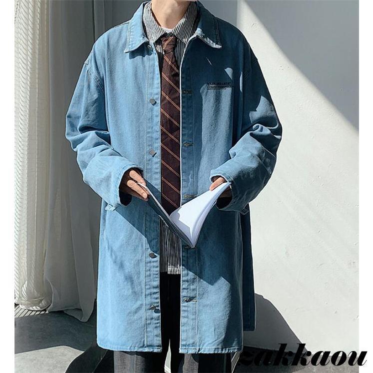 トレンチコート メンズ デニム ロングコート Ｐコート デニムトレンチコート コート 通勤 アウター 春服 