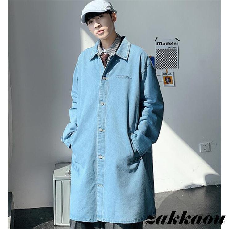 トレンチコート メンズ デニム ロングコート Ｐコート デニムトレンチコート コート 通勤 アウター 春服 