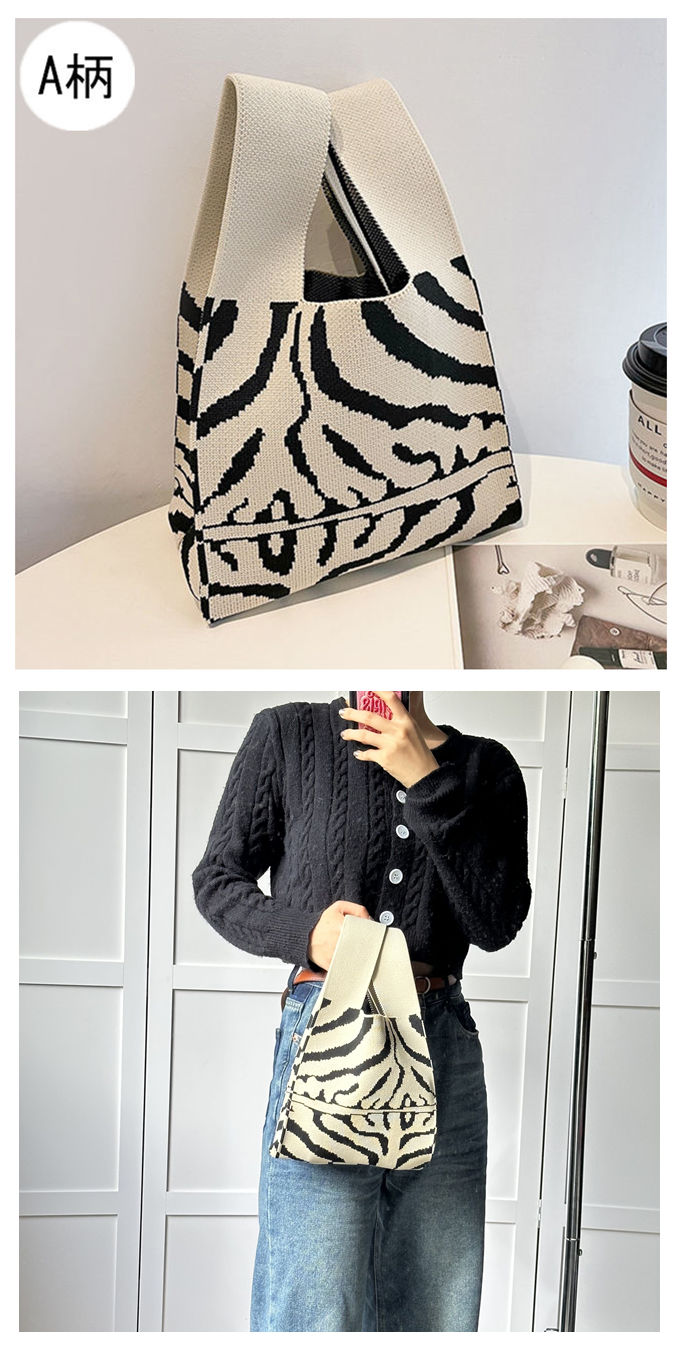 選べる65柄 ニット バッグ ミニ トートバッグ ニットバッグ マルシェバック 大きな柄 レディース 菱形 ミニトート フラワー 幾何学 アニマル 小さめ ダイア バ 