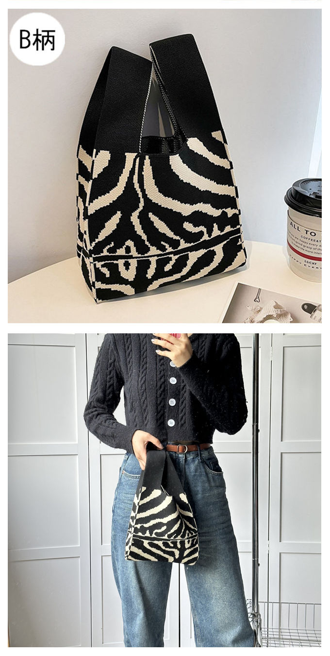 選べる65柄 ニット バッグ ミニ トートバッグ ニットバッグ マルシェバック 大きな柄 レディース 菱形 ミニトート フラワー 幾何学 アニマル 小さめ ダイア バ 