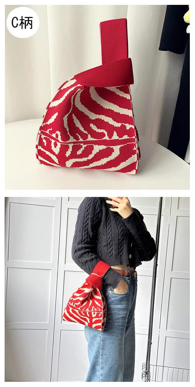 選べる65柄 ニット バッグ ミニ トートバッグ ニットバッグ マルシェバック 大きな柄 レディース 菱形 ミニトート フラワー 幾何学 アニマル 小さめ ダイア バ 