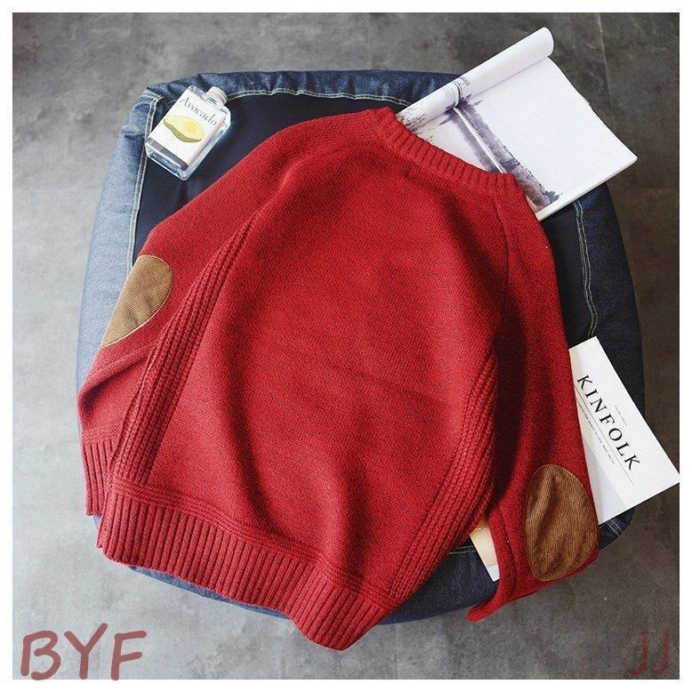 ニットセーター メンズ ニット 秋 トップス 長袖 リブ編み エルボーパッチ 冬服 秋冬 あったか 防寒 冬新作 クルーネック 肘当て付き セーター おしゃれ 