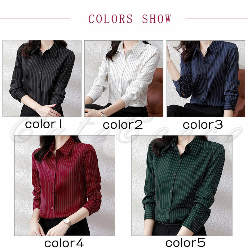 開襟 シャツ オフィス ビジネス ブラウス 長袖 ワインレッド 黒 フォーマル 事務服 スーツ レディース ワイシャツ おしゃれ 就活 結婚式 送料無料 ストライプ 