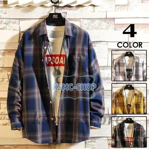 長袖シャツ チェックシャツ カジュアルシャツ メンズシャツ メンズ シャツ トップス 長袖 ネルシャツ チェック スリムシャツ 