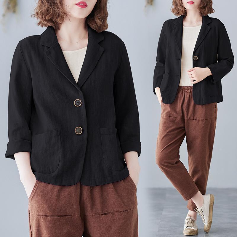 レディース 綿麻 テーラードジャケット 春秋 カジュアル 無地 普段着 ジャケット リネン キレイめ ゆったり 通勤 お洒落 体型カバー 薄手 長袖 