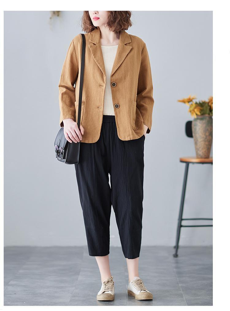 レディース 綿麻 テーラードジャケット 春秋 カジュアル 無地 普段着 ジャケット リネン キレイめ ゆったり 通勤 お洒落 体型カバー 薄手 長袖 