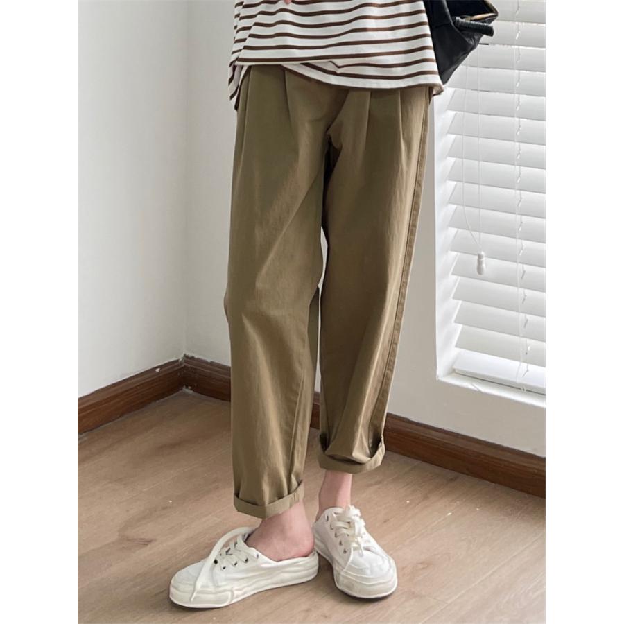チノパン ワイドパンツ テーパードパンツ レディース パンツ ウエストゴム ゆったり ロング イージーパンツ 春夏 体型カバー カジュアル 秋 ズボン 