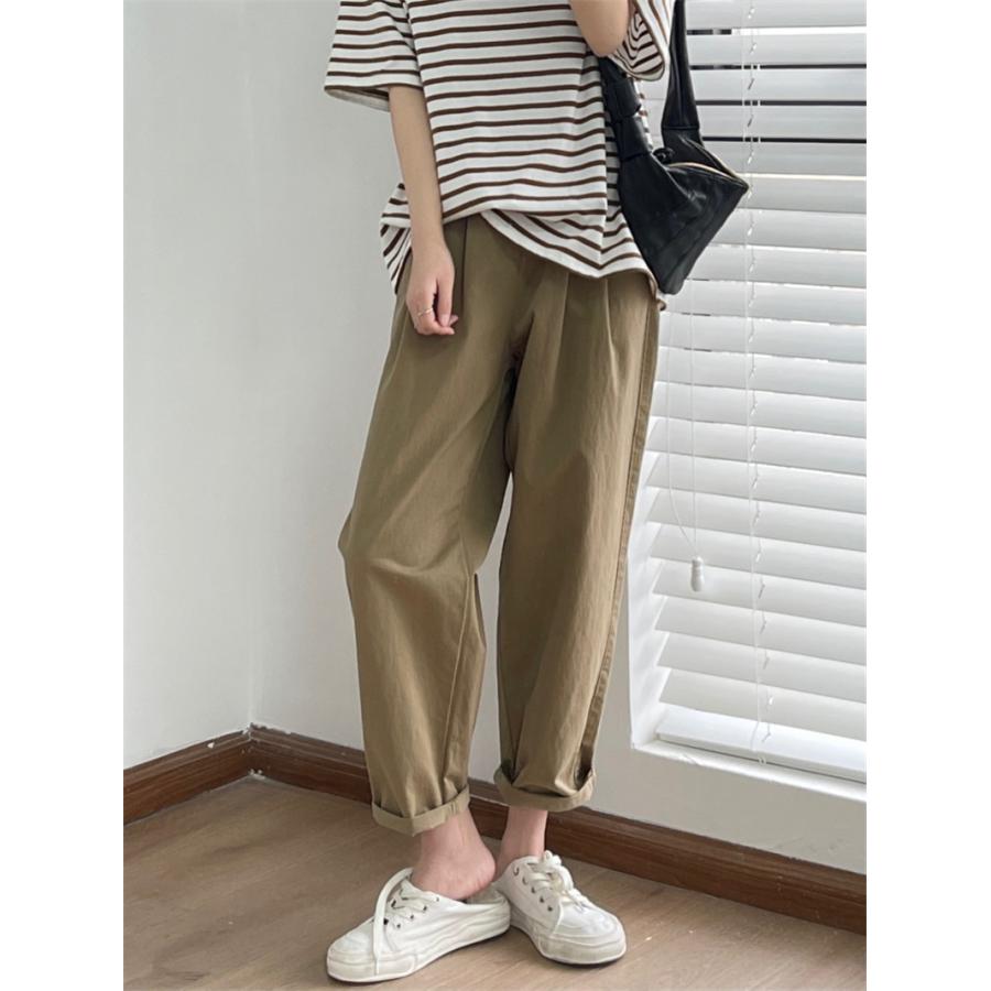 チノパン ワイドパンツ テーパードパンツ レディース パンツ ウエストゴム ゆったり ロング イージーパンツ 春夏 体型カバー カジュアル 秋 ズボン 