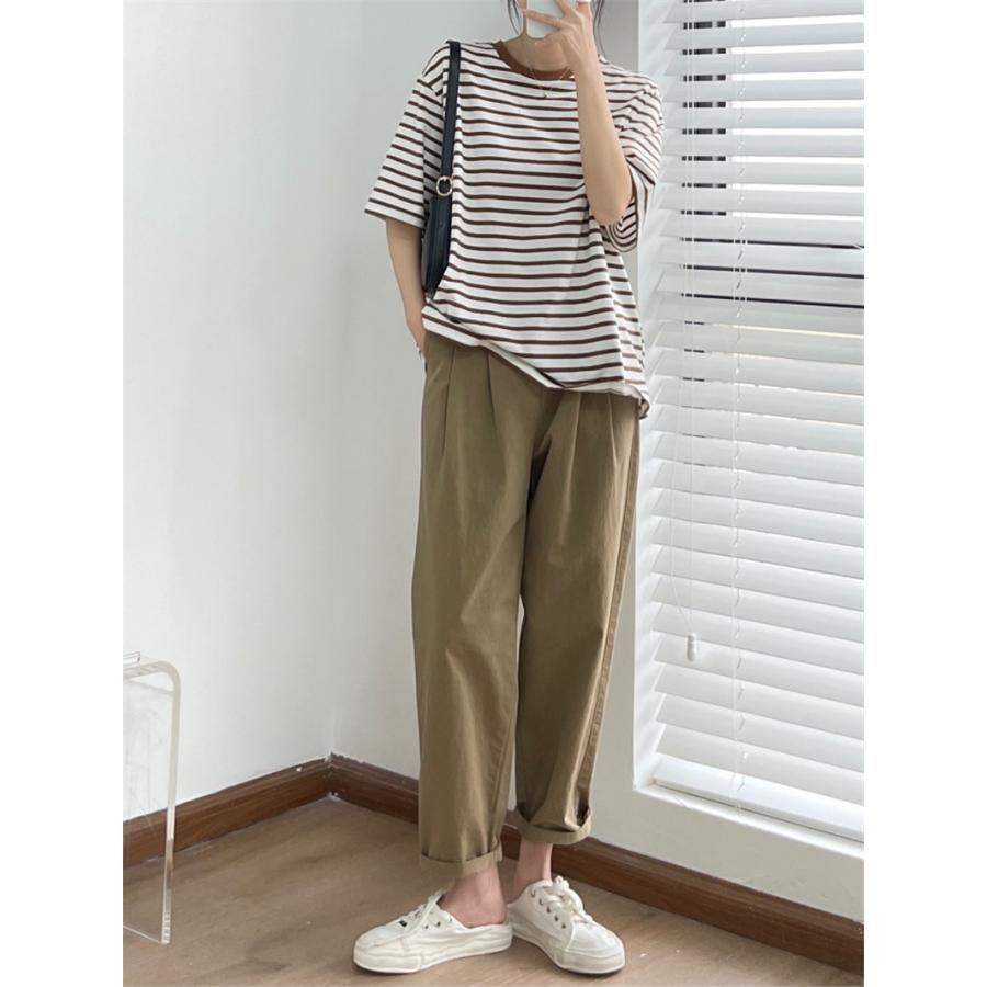 チノパン ワイドパンツ テーパードパンツ レディース パンツ ウエストゴム ゆったり ロング イージーパンツ 春夏 体型カバー カジュアル 秋 ズボン 