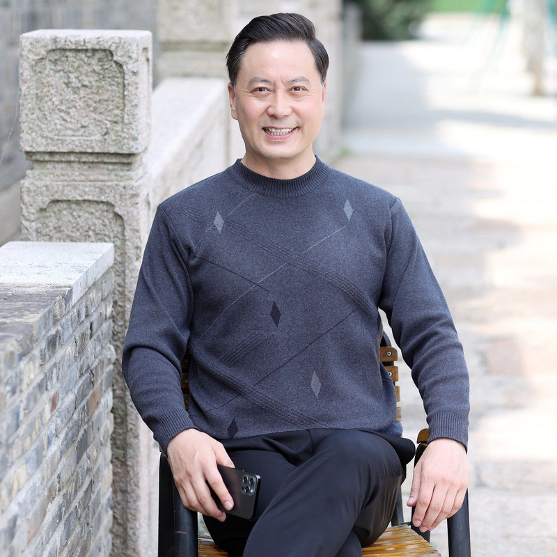 ニット セーター メンズ◆クルーネック秋服 冬服 紳士 メンズ 誕生日 シニア ゴルフ プレゼント ギフト シニアファッション クリスマス 敬老の日 