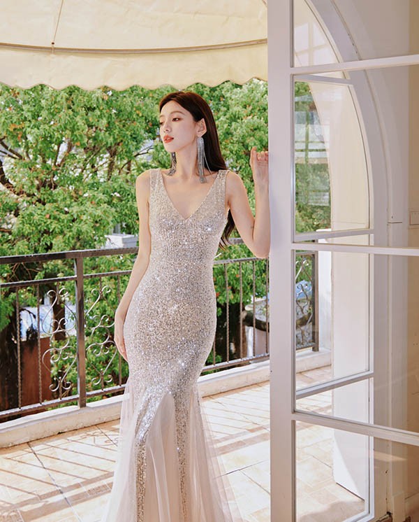 キラキラドレス マーメイドドレス 大人 ピアノ 発表会 ロングドレス 二次会花嫁 演奏会 セクシー 母親披露宴 パーティードレス 結婚式 