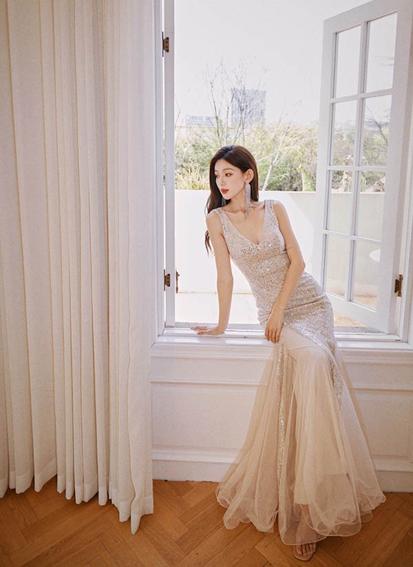 キラキラドレス マーメイドドレス 大人 ピアノ 発表会 ロングドレス 二次会花嫁 演奏会 セクシー 母親披露宴 パーティードレス 結婚式 