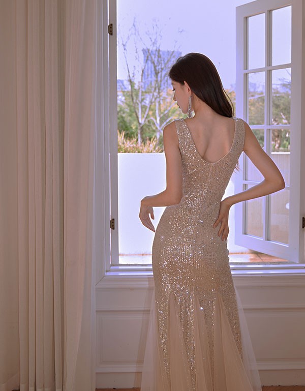 キラキラドレス マーメイドドレス 大人 ピアノ 発表会 ロングドレス 二次会花嫁 演奏会 セクシー 母親披露宴 パーティードレス 結婚式 