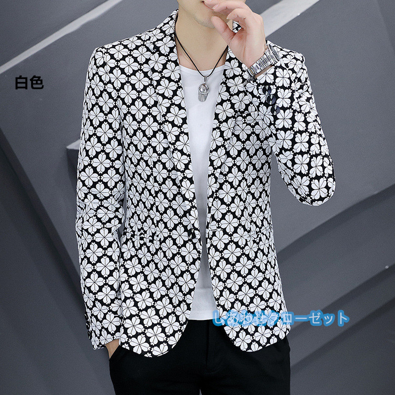 テーラードジャケット メンズ おしゃれ ブレザージャケット カジュアルスーツ 花柄 春秋冬 フォマールスーツ 紳士用 ビジネススーツ 通勤 アウター 