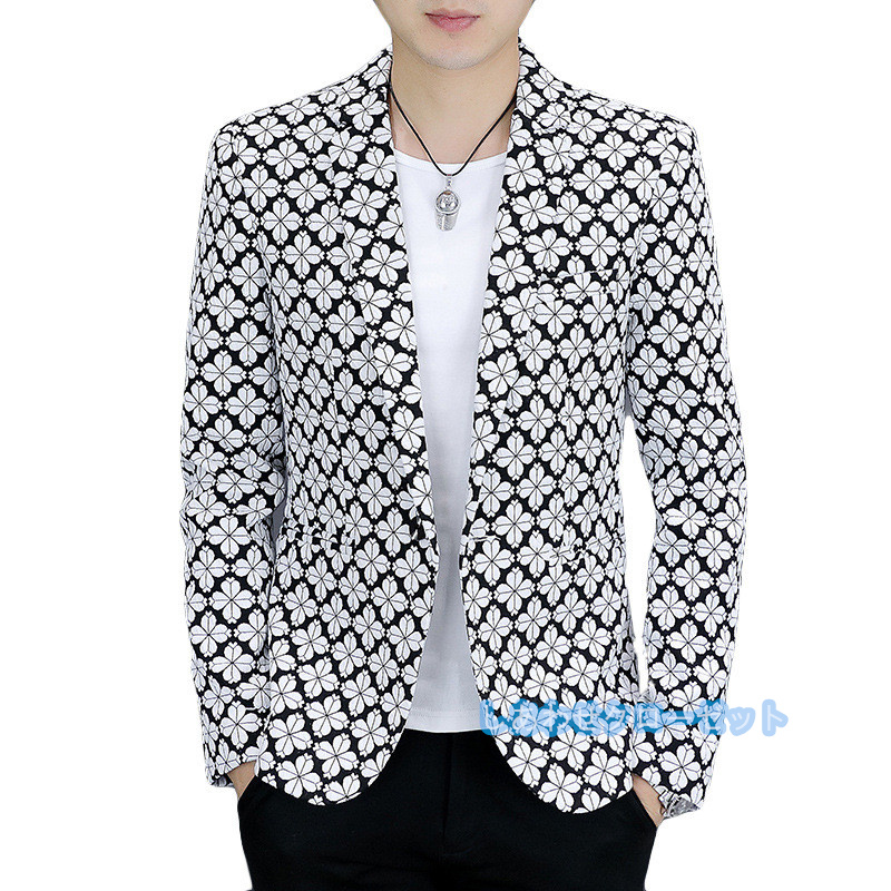 テーラードジャケット メンズ おしゃれ ブレザージャケット カジュアルスーツ 花柄 春秋冬 フォマールスーツ 紳士用 ビジネススーツ 通勤 アウター 
