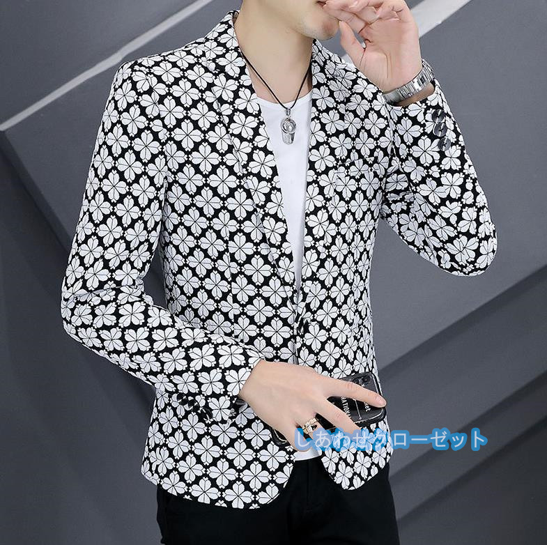 テーラードジャケット メンズ おしゃれ ブレザージャケット カジュアルスーツ 花柄 春秋冬 フォマールスーツ 紳士用 ビジネススーツ 通勤 アウター 